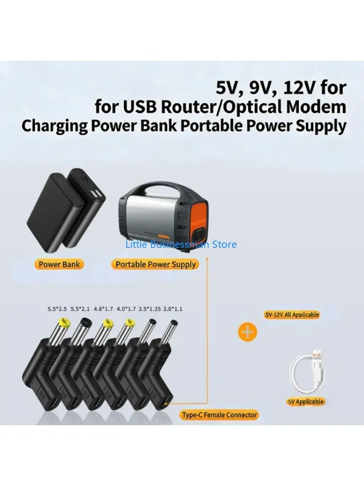 Efficient Type C to DC5521 Power Adapter DC5.5x2.1mm 3.0x1.1mm 3.5x1.35mm 4.0x1.7mm for Reliabled Charging M76A