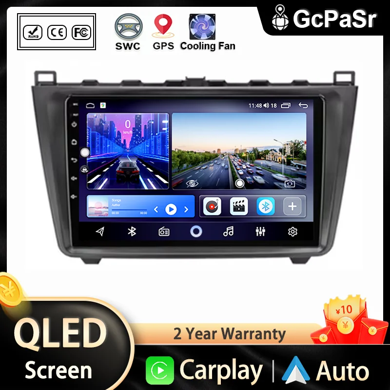 9inch Autoradio Android For Mazda 6 GH 2008 - 2012 Carplay Navigazione Multimedi Head Unit Screen DVD GPS No DSP 2Din Dash Cam