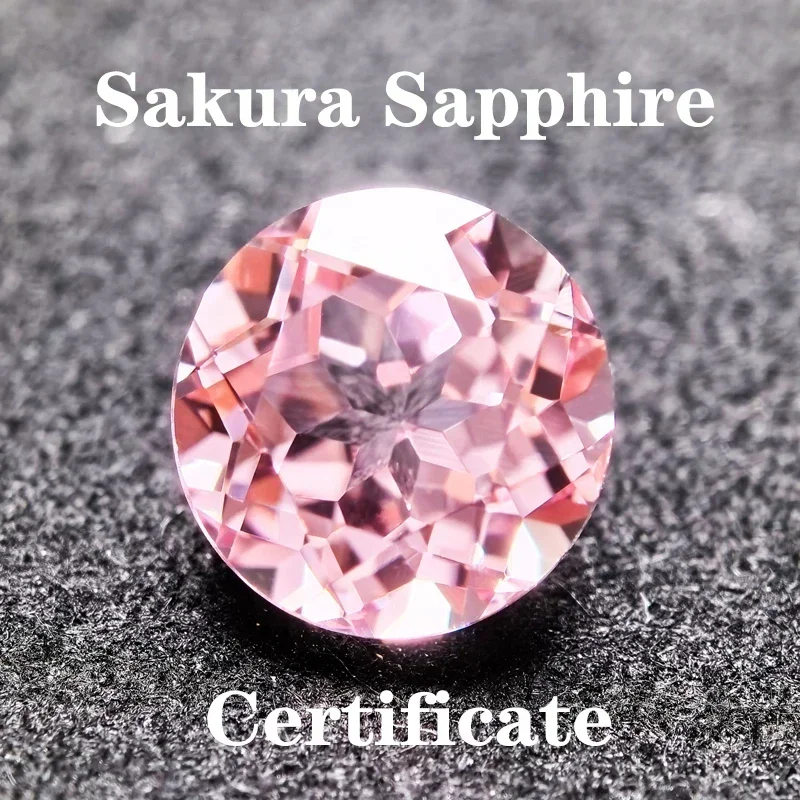 

Wholesale Wholesale Round Shape Sakura Color Lab Grown Sapphire Extremely Charms Shiny Quality DIY Main Materials C