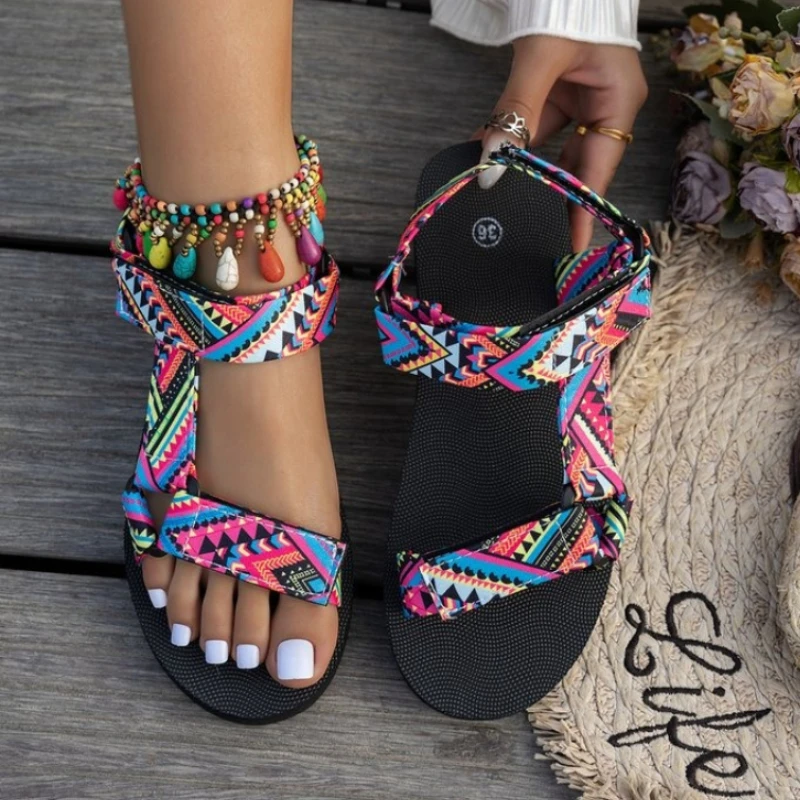 Sandálias de plataforma boho c - Velcro Hook Loop avaliação e preço