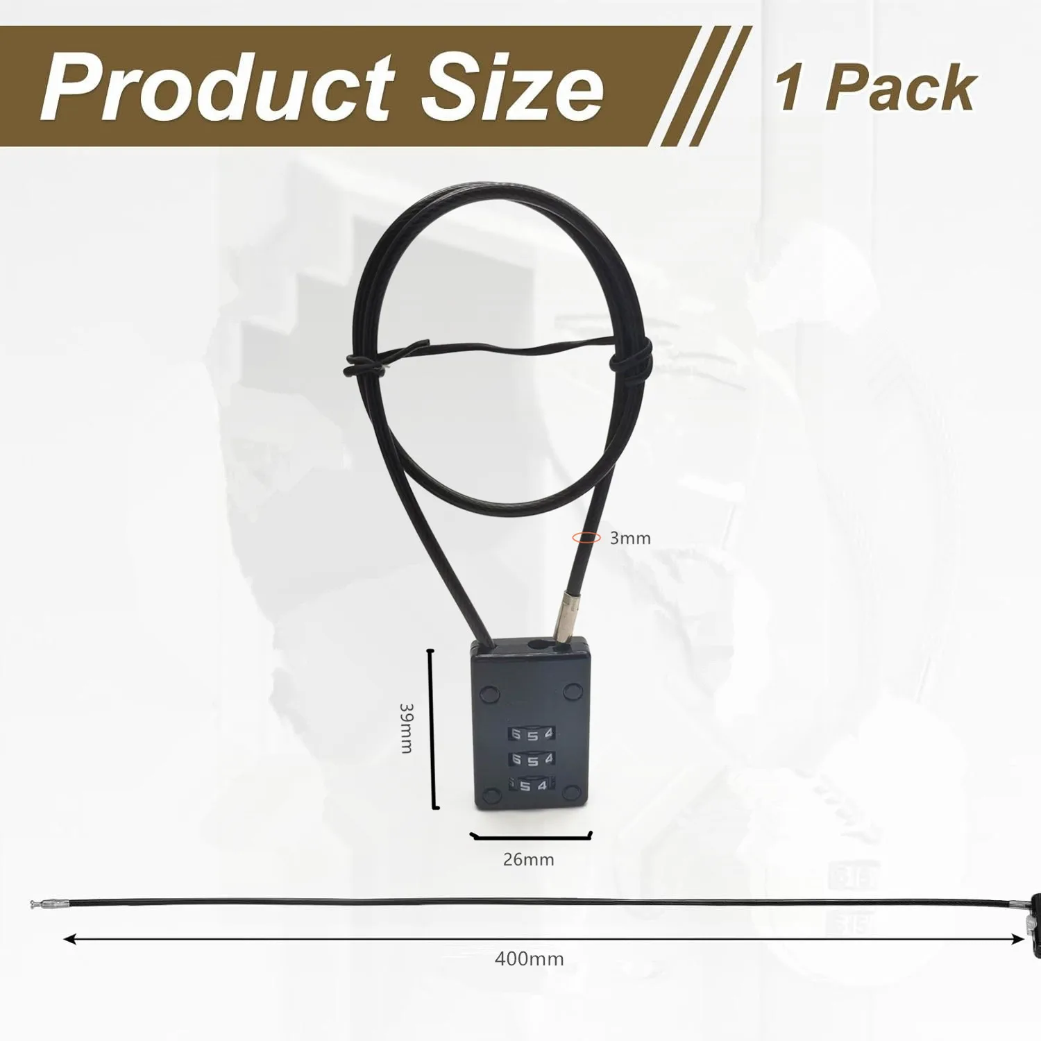 3 Digit Cable Combination Lock  Bold Cable for School Gym Locker,Helmet,Filing Cabinets,Toolbox,Luggage Suitcase image 5