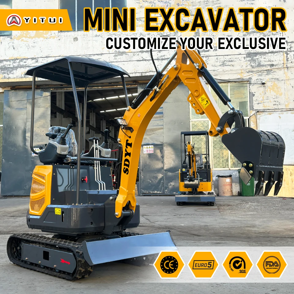 Europe Agriculture Mini Excavator 1Ton Top Quality Hydraulic 1000kg Small Digger Crawler Micro Excavator 1.2Ton Customized Price