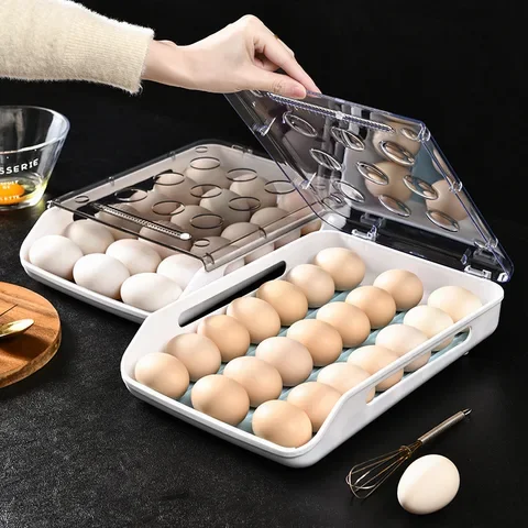 

Automatic Rolling Egg Box Kitchen Refrigerator Egg Storage Box Transparent Drawer Eggs Tray Organizer Space Saver Kitchen Acces