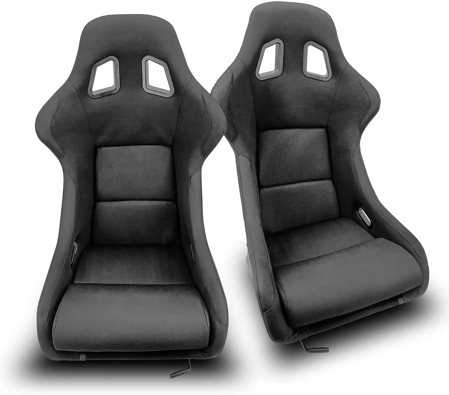 

Спортивные сиденья JBR1021 BLACK SUEDE с двойным скользящим механизмом и карбоновым покрытием, модифицированные для оптимальной производительности.