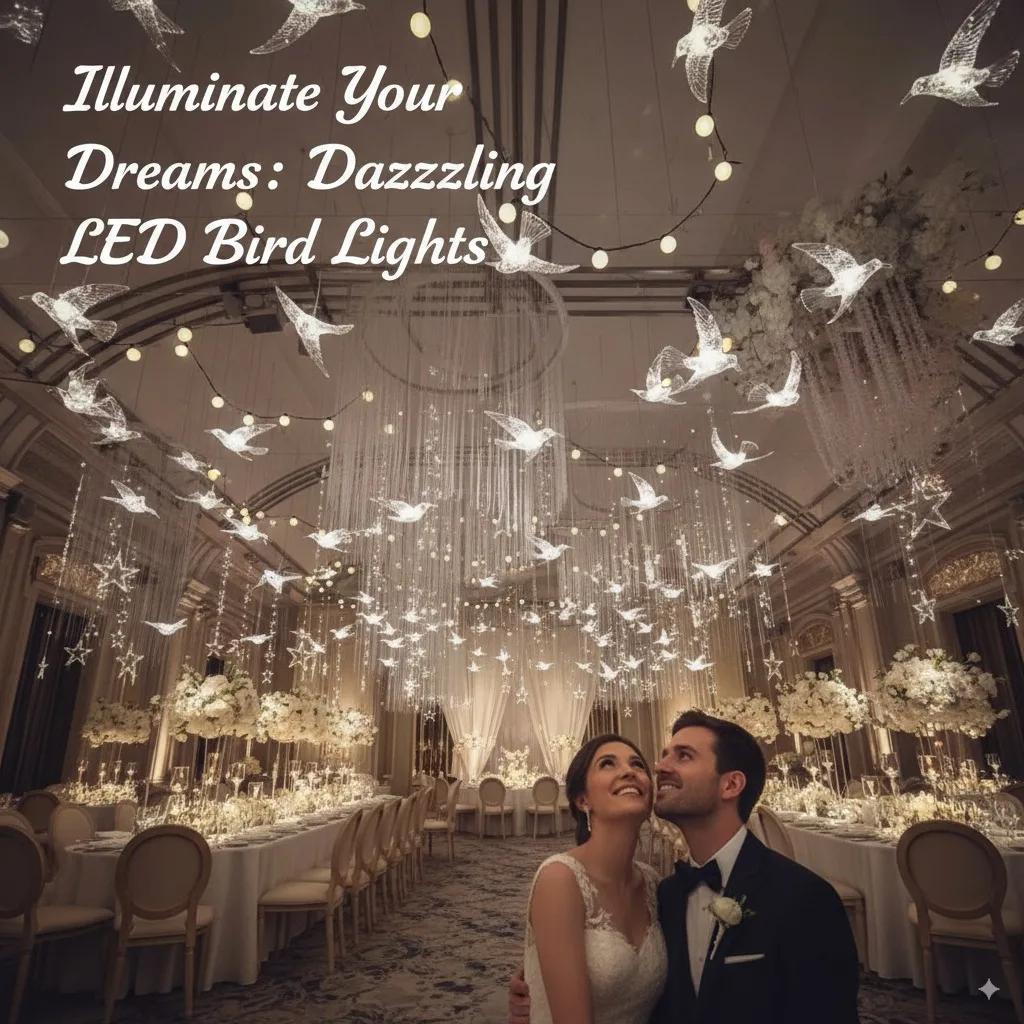 

10 шт., подвесные светодиодные люстры с птицами, прозрачные пластиковые потолочные украшения для вечеринки, дня рождения, фестиваля, свадебного реквизита