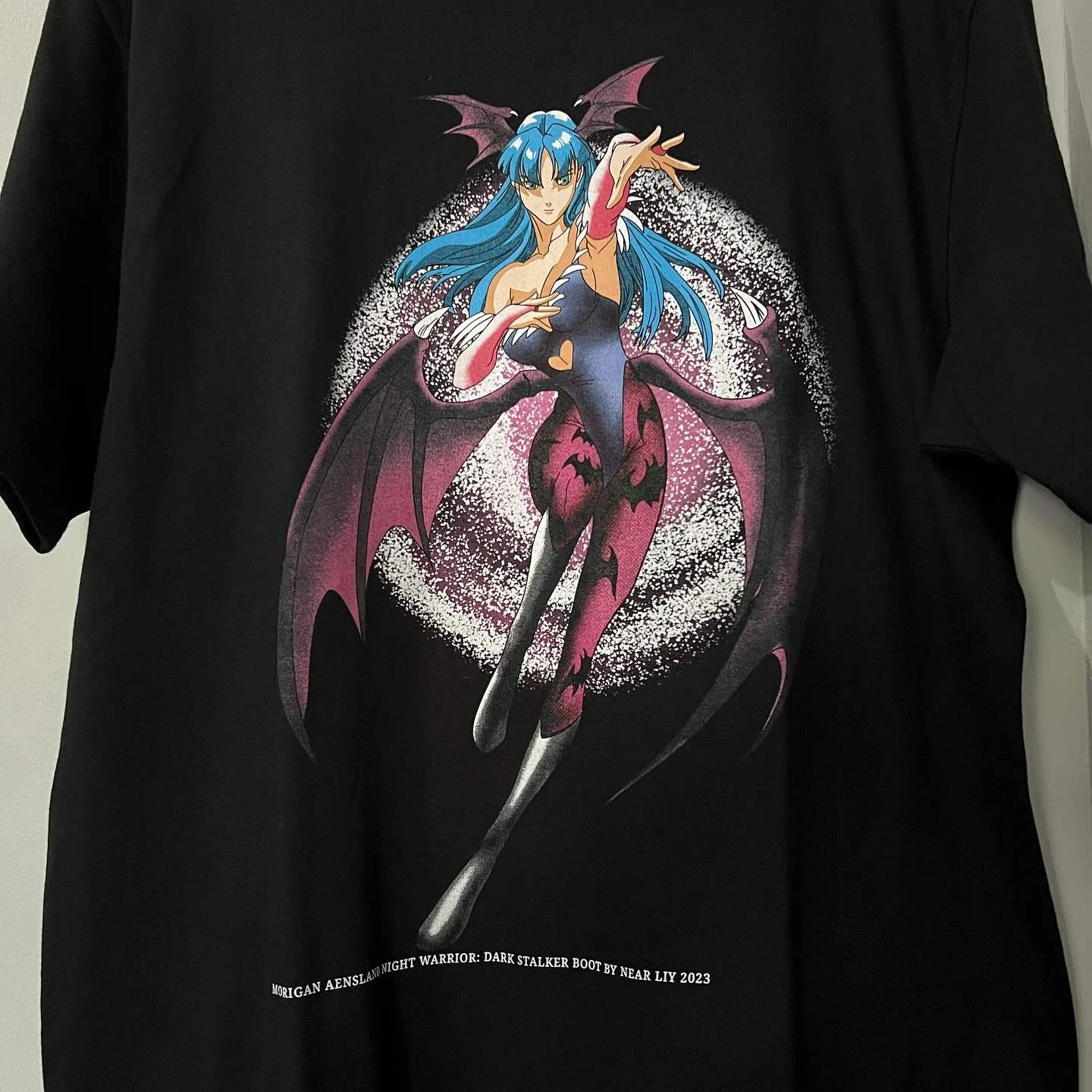 Vintage Klassisches Kampfspiel Darkstalkers Morrigan Aensland Grafik-T-Shirt Baumwolle Herren Damen T-Shirt Sommer Streetwear – Detail 4