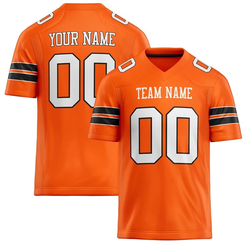 Customized Team Name Number Name Rugby T-shirt Personalized DIY V Neck Orange Mens Sports T Shirt Loose Quick Dry Team Uniform