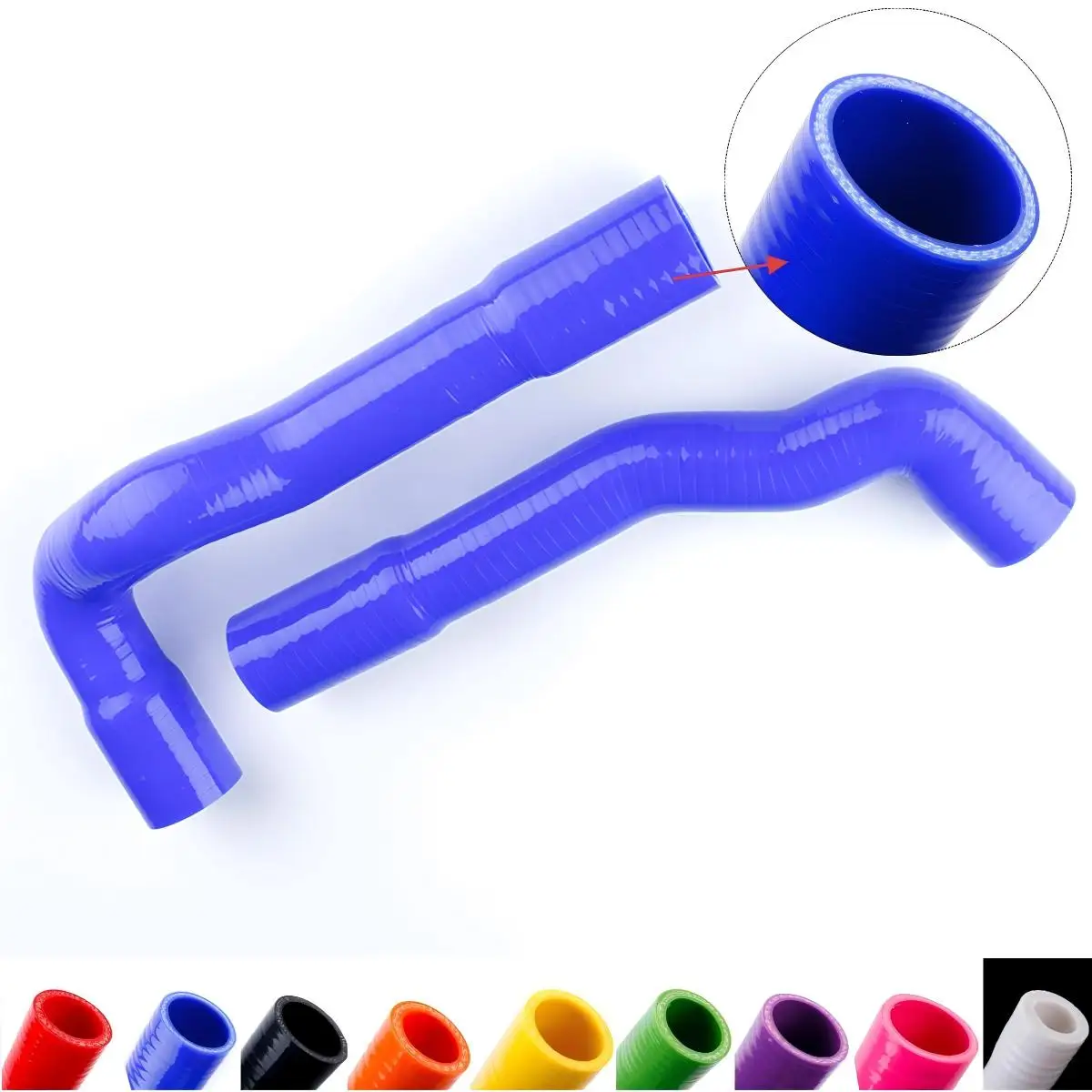 

WINNER&RACING Silicone Coolant Hose Blue Red Black 2pcs/Set Silicone Coolant Radiator Hose Kit For BMW E36 325 M3 1992-1999