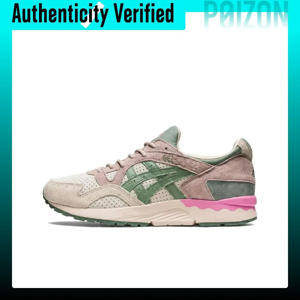 ASICS Gel Lyte V Comfortable Synthetic Leather Abrasion Resistant Breathable Low top Running Shoes Men's Gray Green 1201A822-102