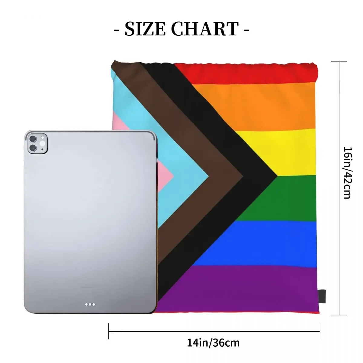 Progress Pride Flag Backpacks Casual Portable Drawstring Bags Drawstring Bundle Pocket Storage Bag BookBag For Travel Students