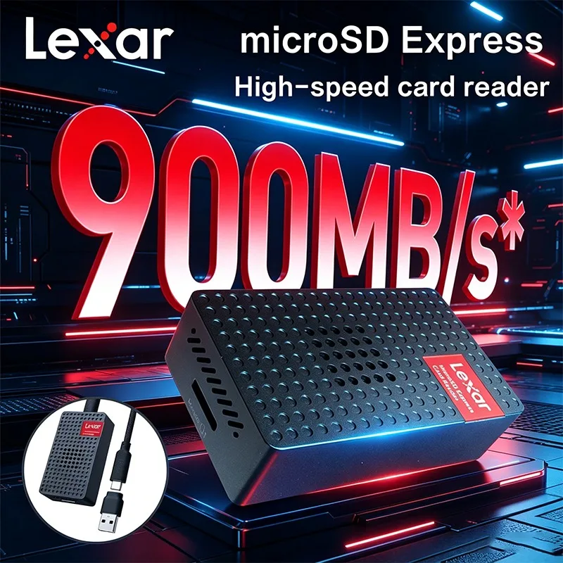 

Original Lexar MicroSDXC Express Card Reader Max 900Mb/s PLAY PRO Microsd Card Reader with USB 3.2 Type-C and Type-A DATA Cable