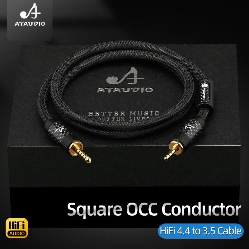 ATAUDIO HiFi Square Copper 4.4mm Balance ke 3.5 mm Stereo Aux Jack Kabel Adaptor Audio Seimbang Male to Male untuk Pemutar Earphone