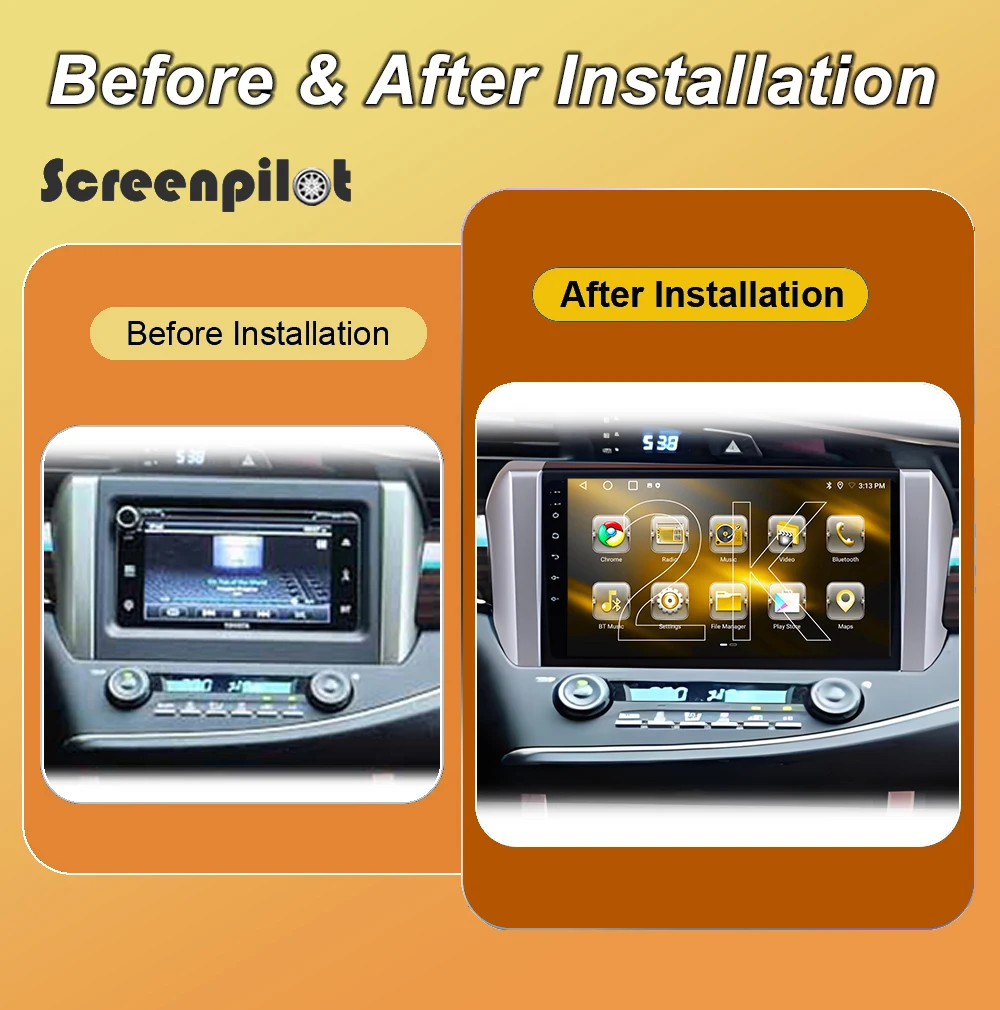 Android 16 Car Radio Stereo Head Unit For Toyota Innova 2 2015 -2022 Multimedia Video Player GPS Touch Screen BT 2K QLED 8 Core