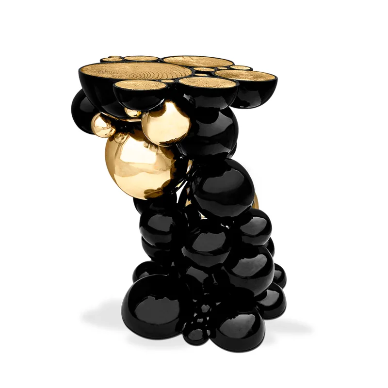 

Italian light luxury metal edge table modern minimalist molecule special-shaped living room sofa small tea table corner