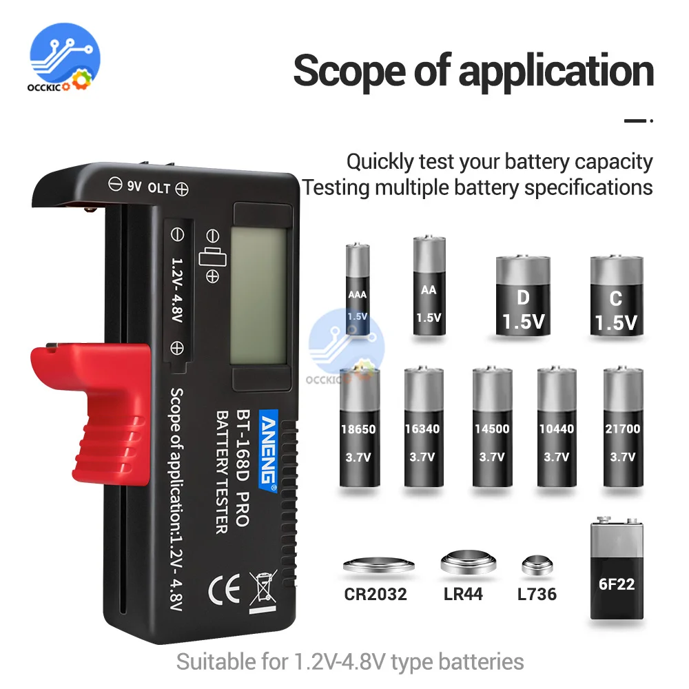 BT-168 AA/AAA/C/D/9V/1.5V Batteries Universal Button Cell Battery Colour Coded Meter Indicate Volt Tester Checker BT-168 PRO