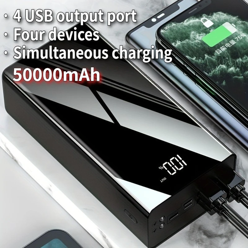 

50000mAh Super Fast Charging Portable Power Bank | Digital Display, Outdoor Travel Camping Light, for IPhone/Android Devices