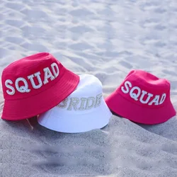 Bride squad Bucket Hat beach pool summer Wedding Bachelorette hen Party Bridal Shower Travel decoration bridesmaid proposal gift