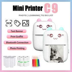 203dpi Portable Mini Printer C9 Label Memo Printing USB Cable Sticker BT Wireless Inkless Self-adhesive Thermal Imprimante