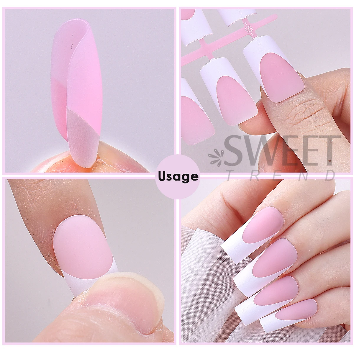 150/160개 누드 핑크빛 매트 프레스온 네일 팁 짧은 스퀘어 라운드 코핀 인조 가짜 네일 프렌치 디자인 무광 풀커버