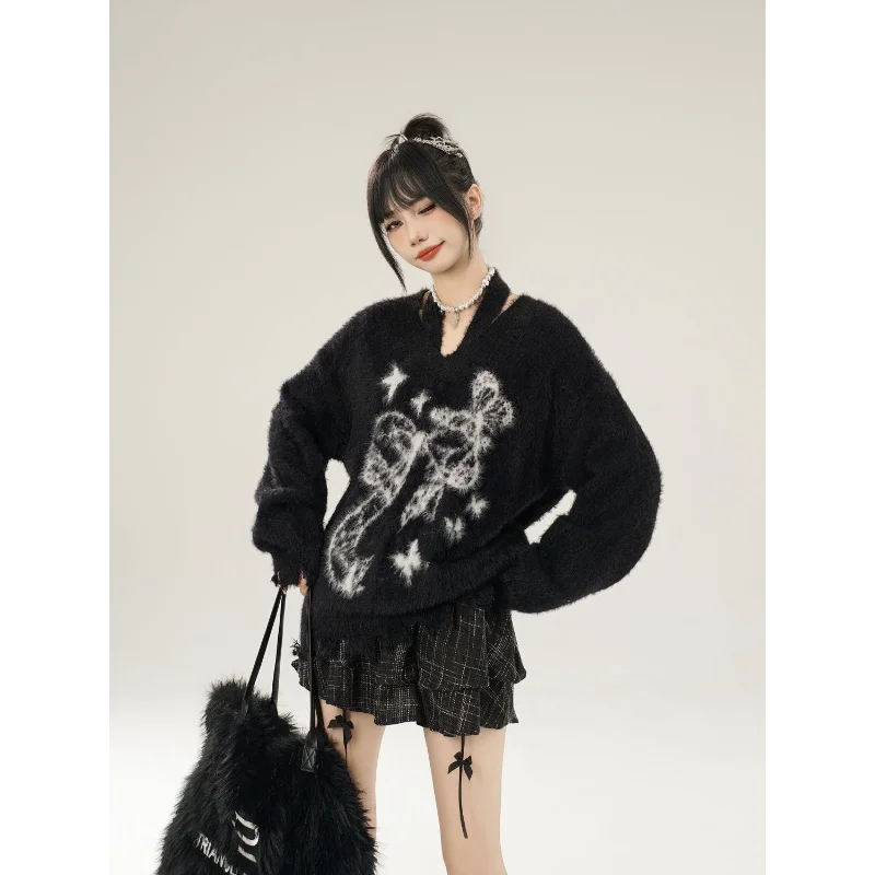 

Fashion Neck Halter Commuter Versatile Knitted Sweater Tops