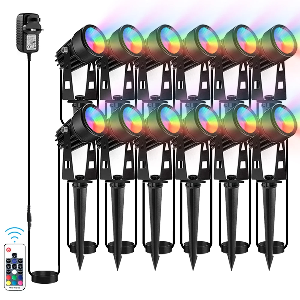 Outdoor Landscape Lighting IP65 Waterproofing With Color-changing Remote Control Aluminum RGB Spotlights For Gardens Courtyard