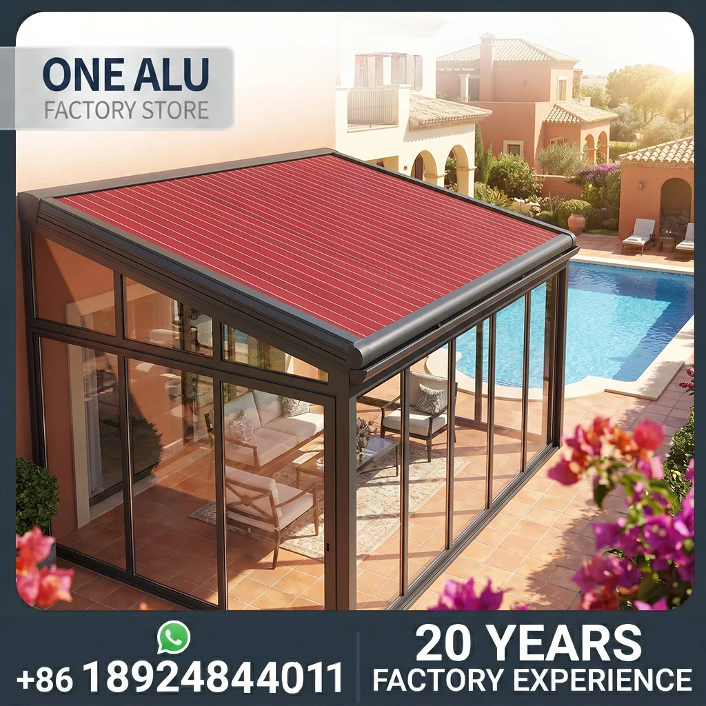 OneAlu WarmShade Smart Awning: Motorized Retractable Roof Cover for Luxury Sunroom Living Spaces