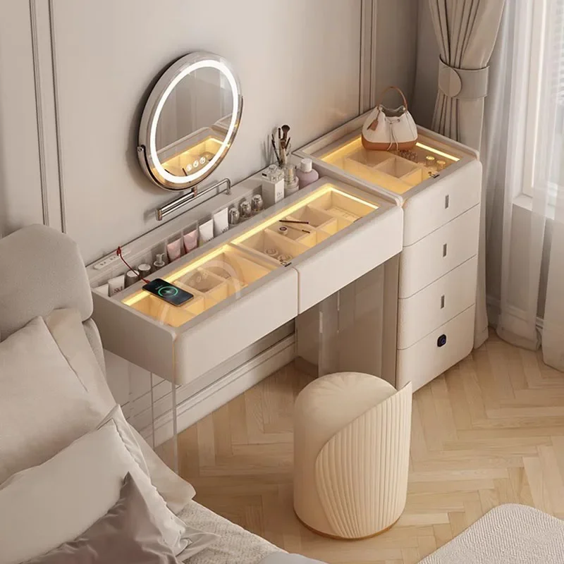 Modern Unique Makeup Vanity Table Italian Expression White Simple Nordic Makeup Table Cream Wind High-end Commode Home Furniture