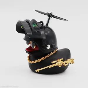 Rubber duck with helmet for interior decoration of the car, duck in the car, wind, engine accessories, yellow, automatic 9 Main Sales Patou - №3