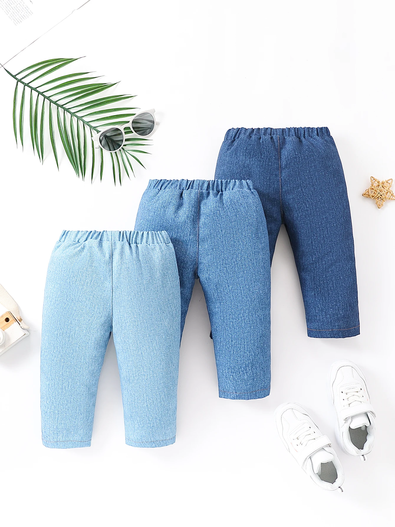 طقم سراويل جينز للأطفال كاجوال بنمط يومي، تصميم خصر مرن، خيارات متعددة الألوان، ملابس أطفال فضفاضة ومريحة #6
