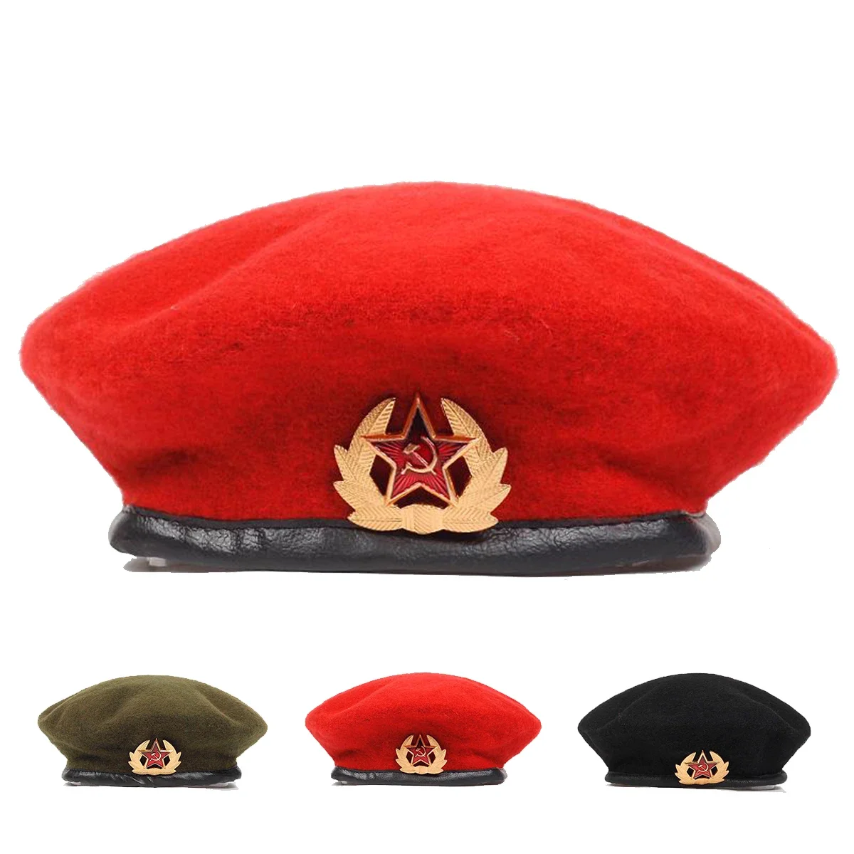 Unisex Five Pointed Star Brooch Personality Beret Men Women Painters Hats Autumn Winter Warm Berets Flat Caps