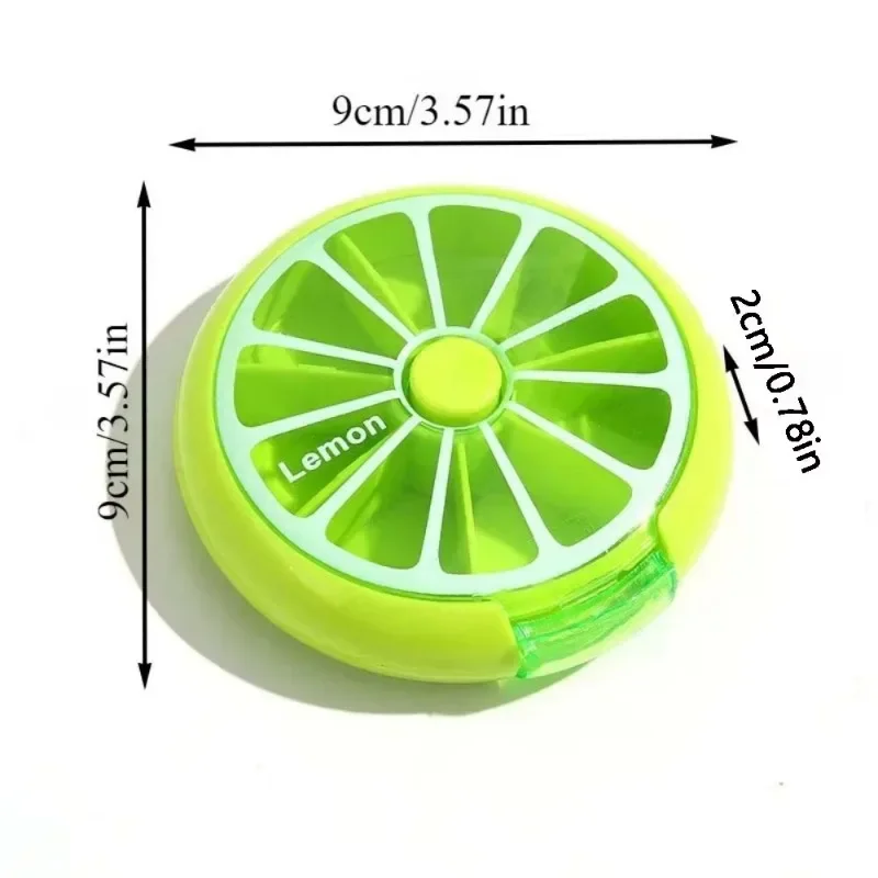 1PC Round fruit shape seven compartments rotating portable mini pill box storage box