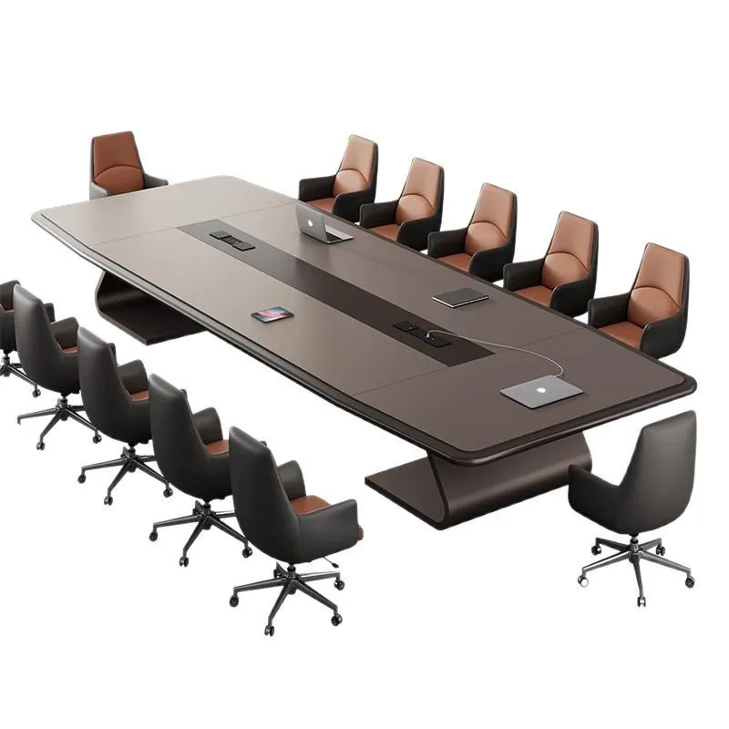 

High-end paint conference table Large and medium-sized office Simple long negotiation tables and chairs