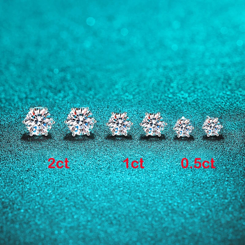 Smyoue Screw Thread 1-4CT Moissanite Earring Studs for Women Men  Solitaire Ear Stud 100% S925 Solid Silver White Gold Plated