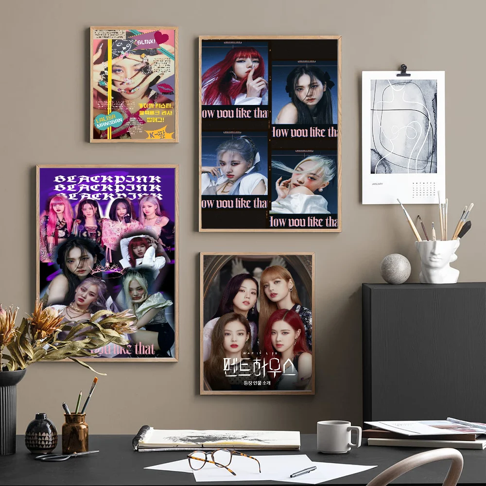 Kpop-Blackpink Good Quality Prints And Posters Whitepaper Sticker DIY Room Bar Cafe Vintage Decorative Painting