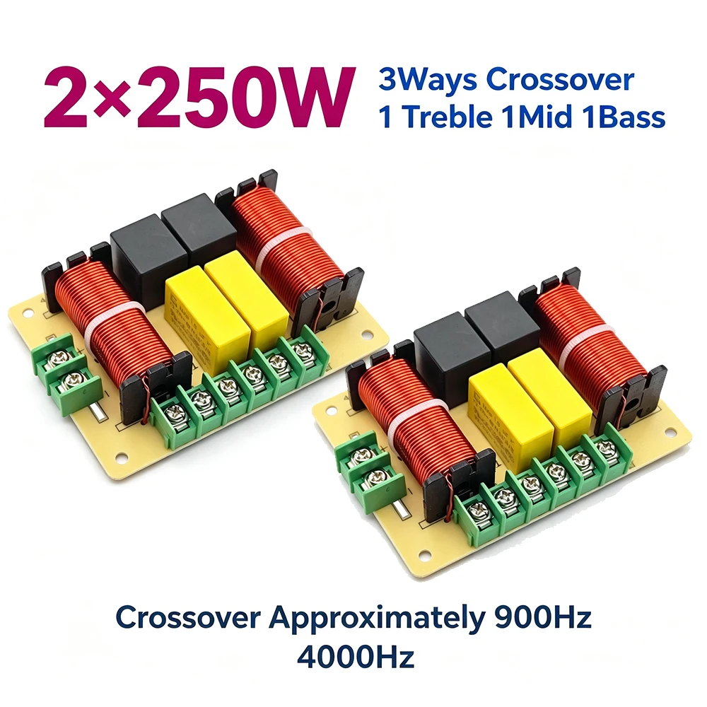 2x250W Hi-Fi Speaker Crossover 3Ways 3Speaker Units Tweeter Woofer BassAudio Frequency Divider Crossover Filters DIY Bookshelf