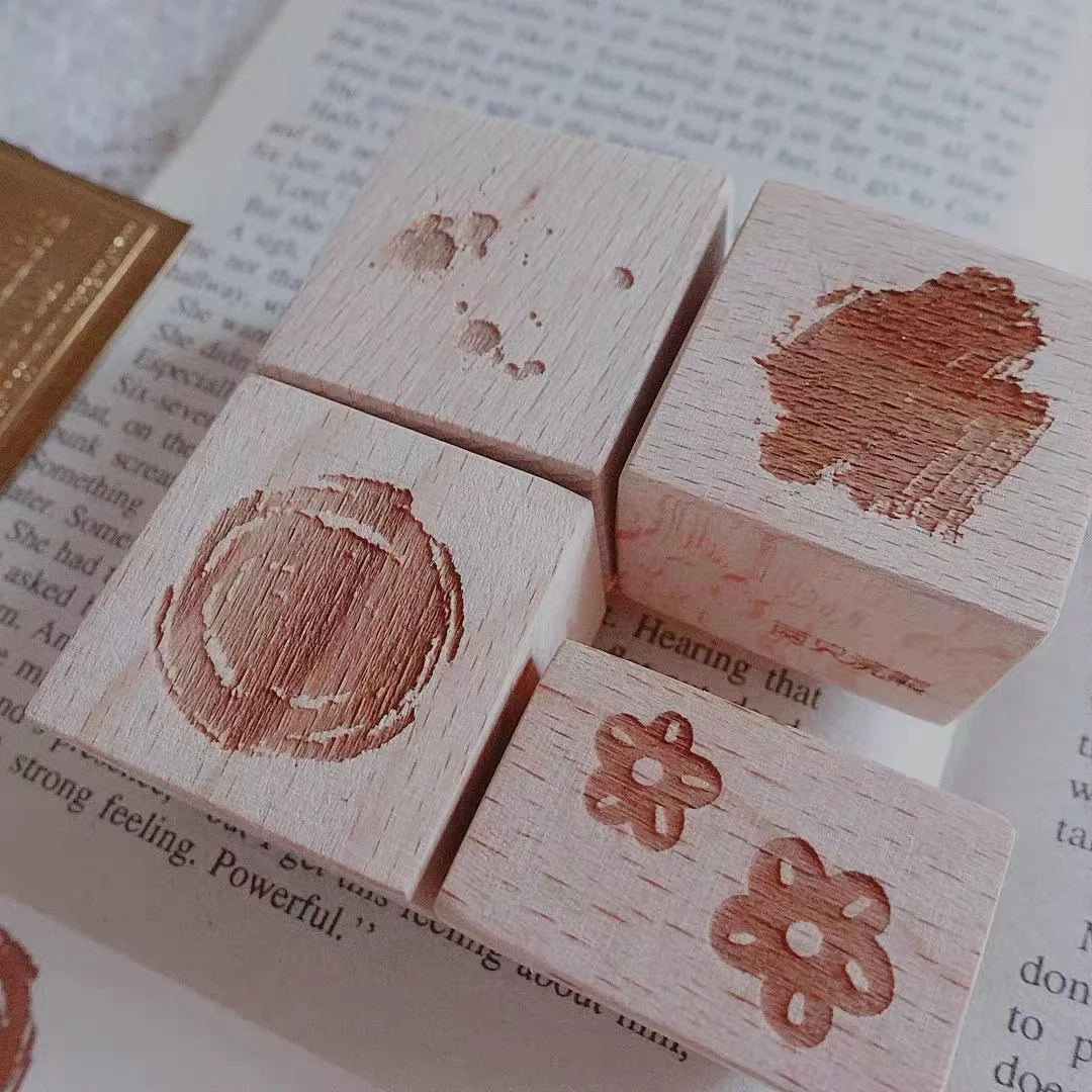 Vinage Floral Ink Stains Wooden Rubber Stamp for DIY Scrapbooking Photo Album Card Making