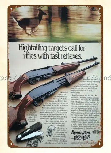 1983 Remington Centerfire Rifle Deer metal tin sign dorm roomed retro wall art