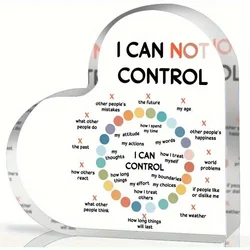 1pc, Acrylic Heart Ornament Mental Health I Can Control and I Can't Not Control, Home Decor, Birthday Art Craft Ornament
