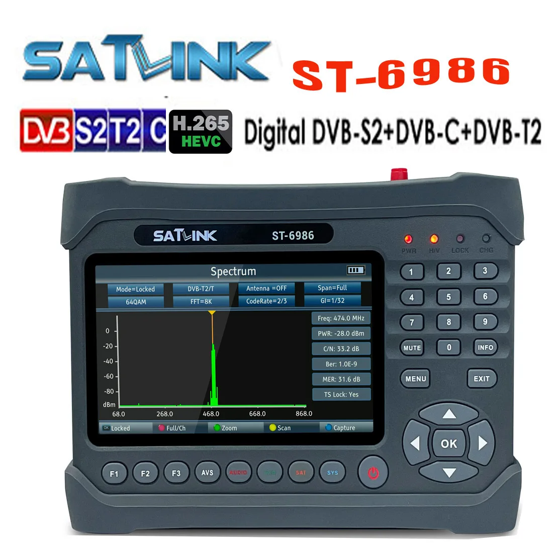 Satlink ST-6986 DVB-S2/S DVB T/T2 DVB-C Satellite signal finder
