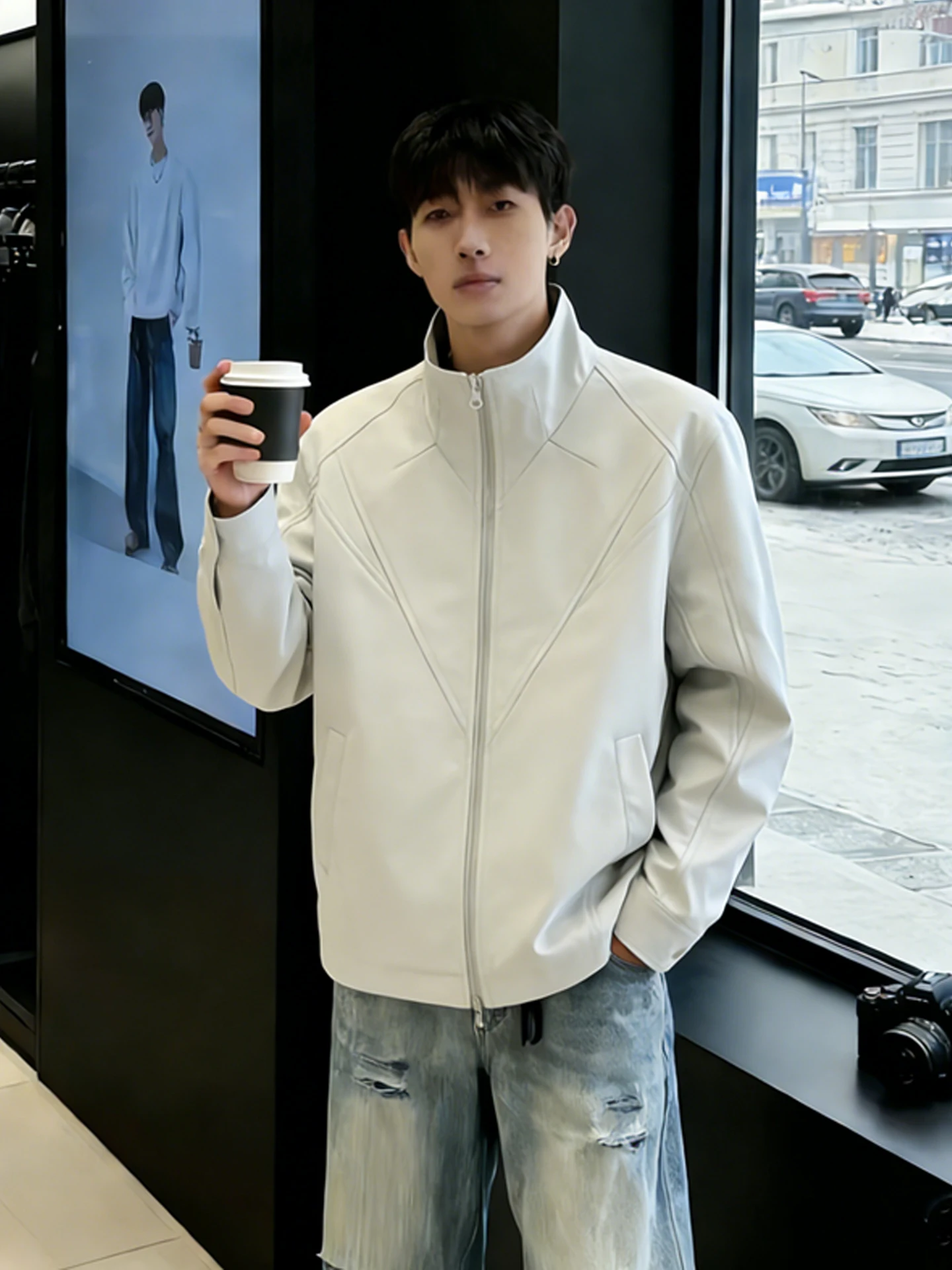 

Мужская повседневная куртка Cleanfit с воротником-стойкой, деконструированный дизайн, весенняя модная коллекция, бейсбольная куртка премиум-класса