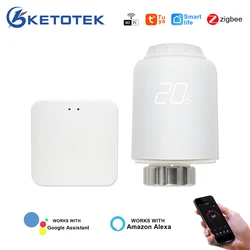 Ketotek Zigbee Thermostatic Radiator Valve Smart Programmable Thermostat TRV Temperature Heater Controller Alexa Voice Control