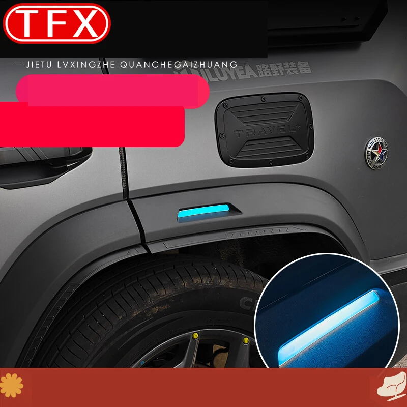 

For Chery Jetour T2 2024 2023 Car Wheel Arch Lamp Color Changing Film Daytime Running Headlight Film Grille Letter Label Film