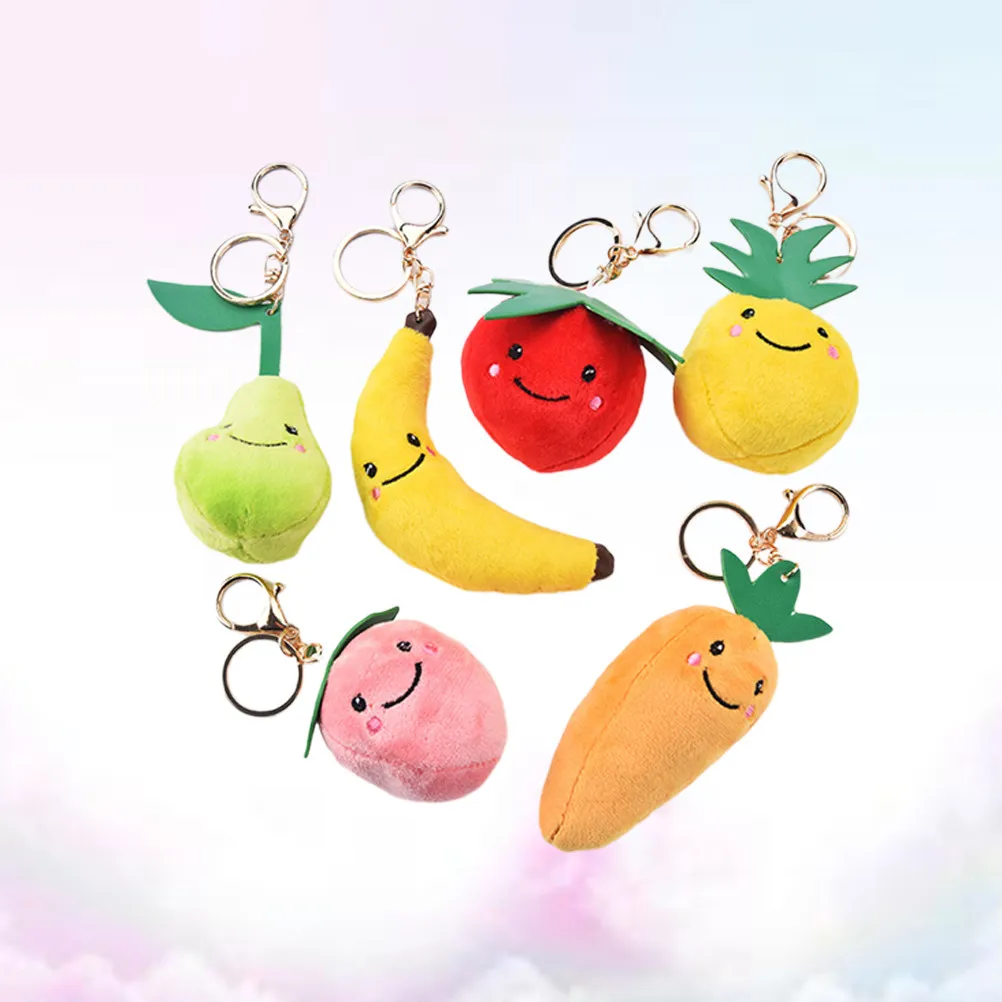7Pcs Creative Vegetable Keychains Premium Metal Soft Fabric Pendants for Bags Backpacks Keys Decor Chic Gift Idea Hanging