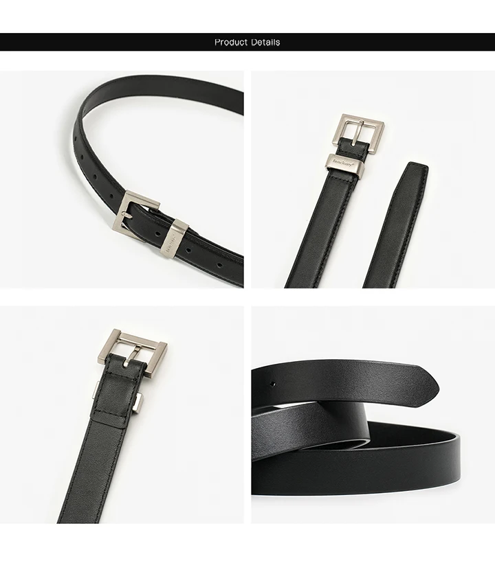 BEAUTODAY Casual Belts Women Cow Split Solid Color Square Buckle Ladies Modern Style Jeans Dress Accessories Waistband 91099
