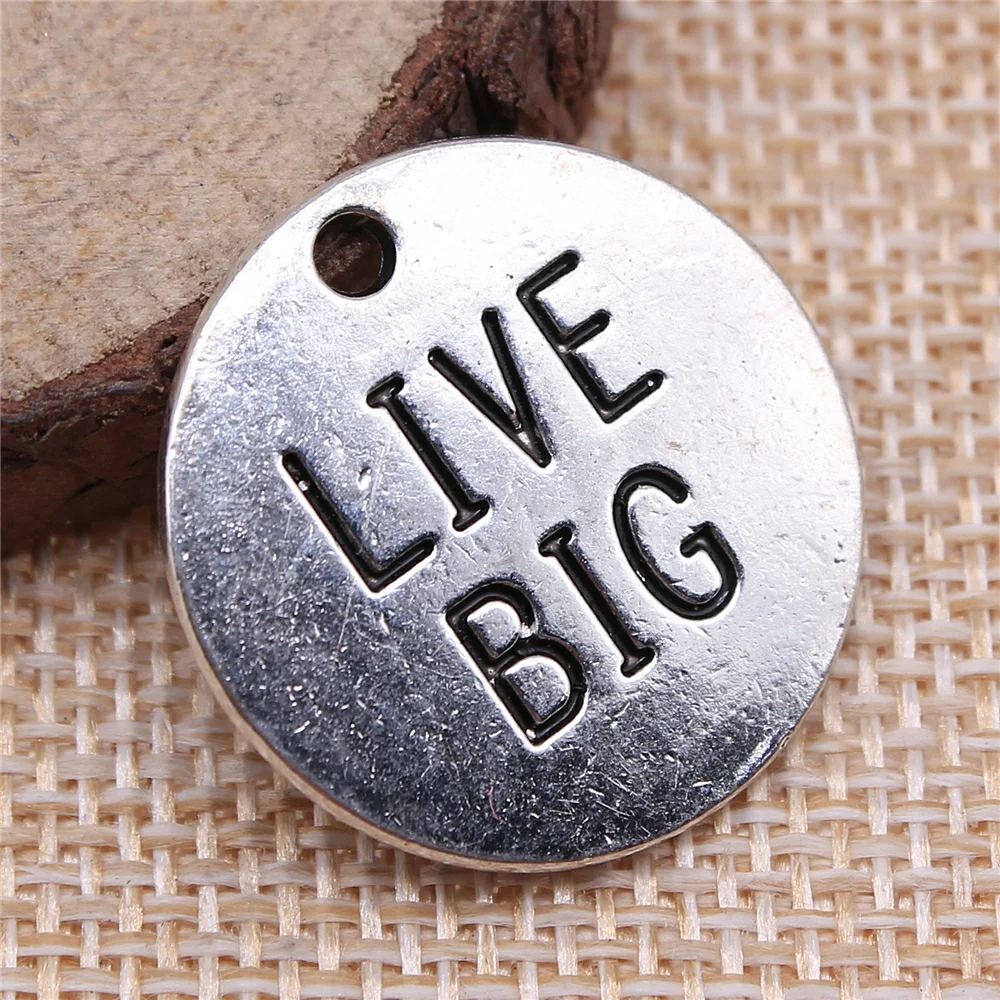 

40pcs 25x25mm Live Big Round Plate Charms Antique Silver Color Charms Jewelry Findings For Jewelry Making