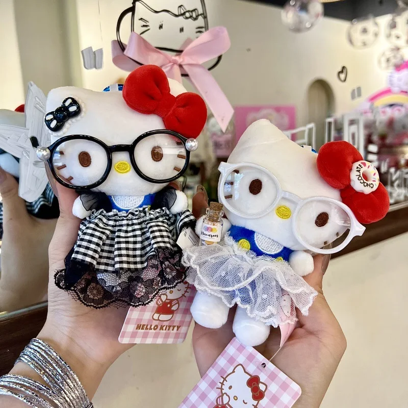 

Cute Cartoon Kawaii Cross dressing black and white dress set HelloKitty DIY Plush Doll Keychain Bag Pendant Toy Gift