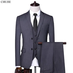 Abiti da uomo Blazer da sposa Set eleganti 3 pezzi Giacche Gilet Pantaloni Cappotti completi formali da lavoro di lusso 2023