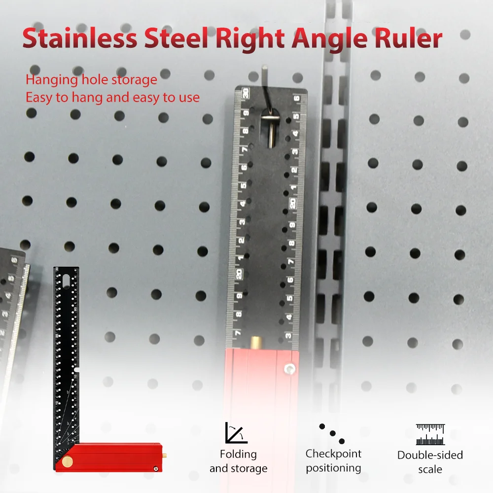 

Multi-Angle Measuring Ruler , Carpenter Square, Combination Framing Square, 90 Degrees, L Square for recise Measuring Drawing