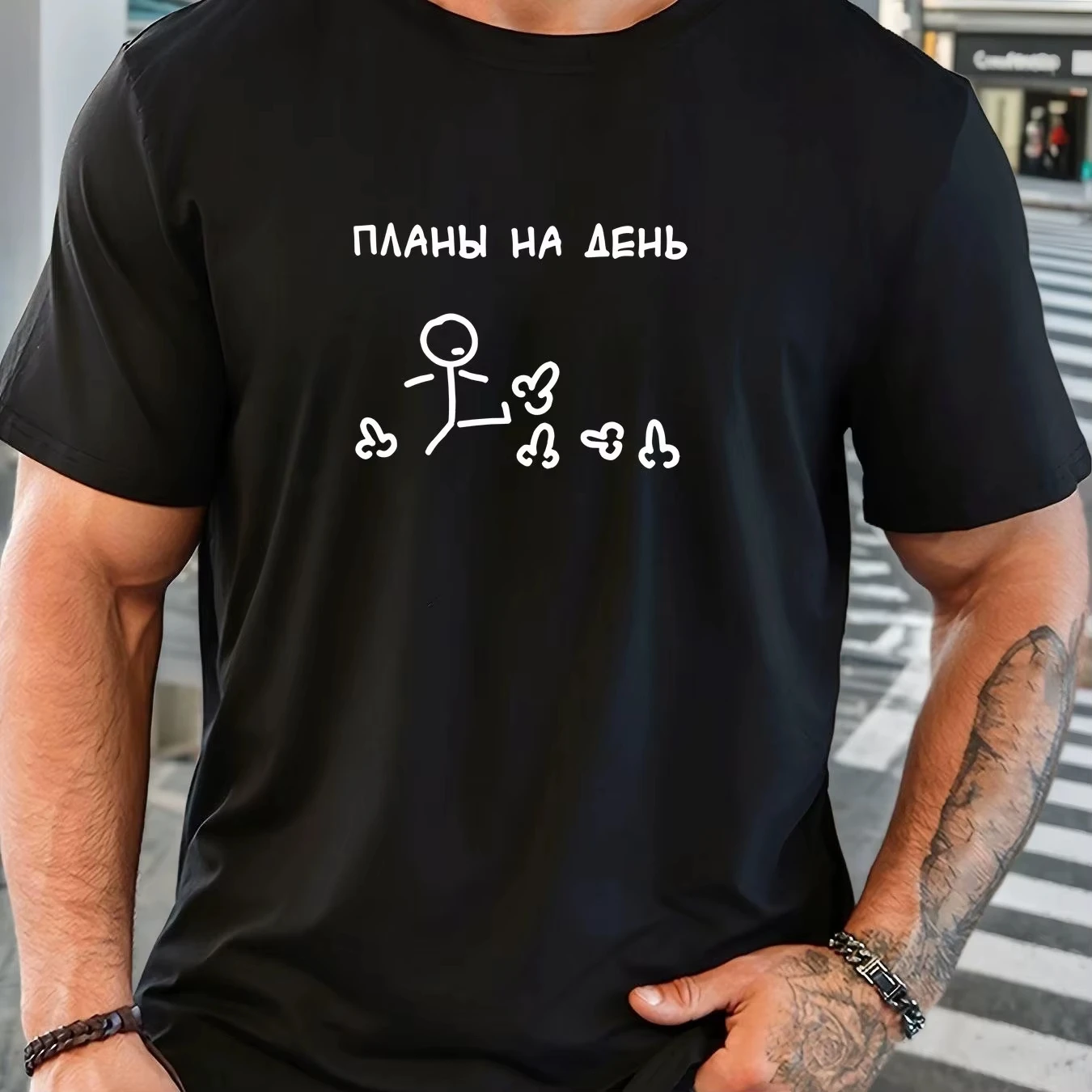 

Summer Autumn Funny Stickman Plans For The Day Graphic T-shirt Casual Loose Breathable Cotton Streetwear Tops For Men Women