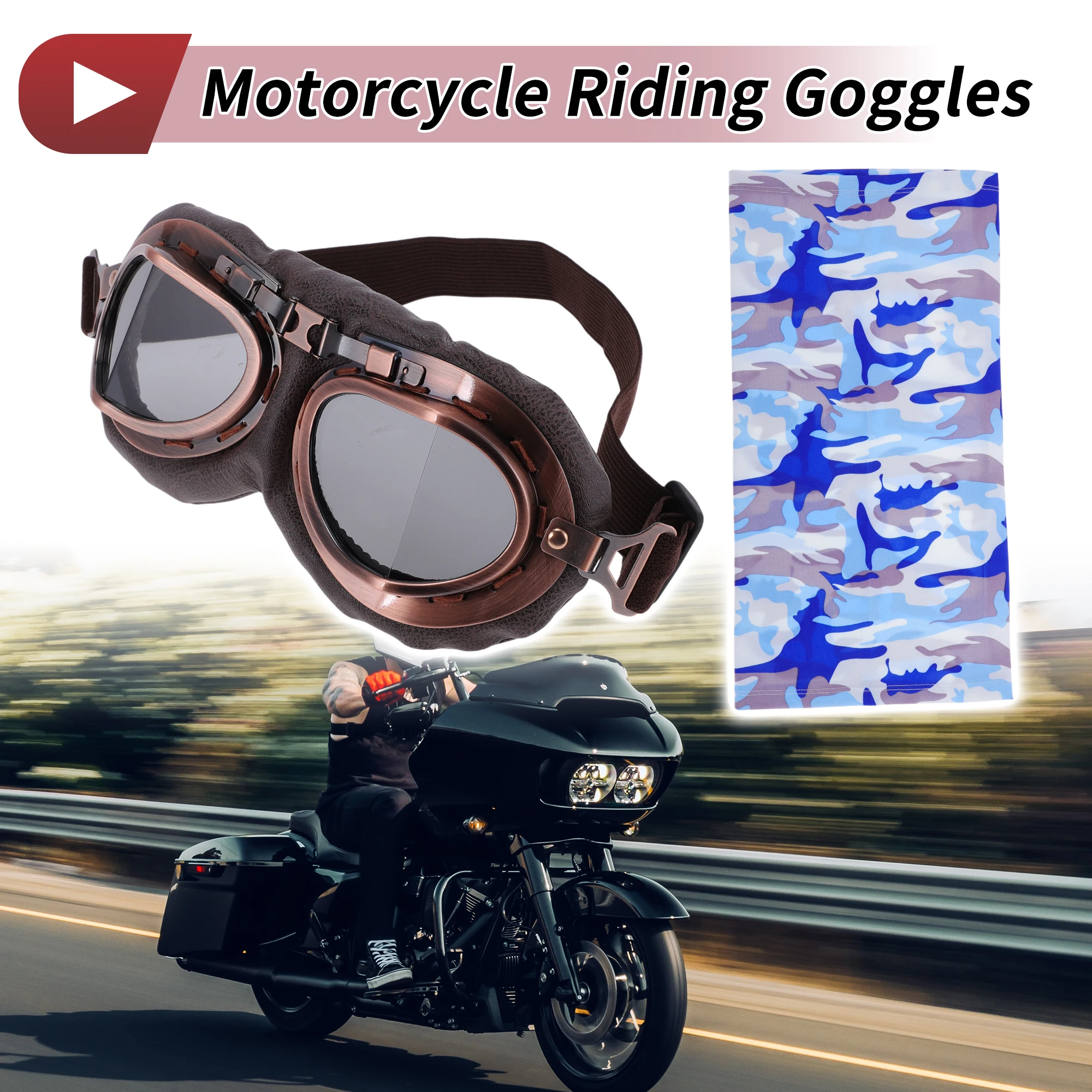 

X Autohaux, 1 комплект, очки для езды на мотоцикле, серые линзы, коричневая оправа, велосипедные солнцезащитные очки для ПК